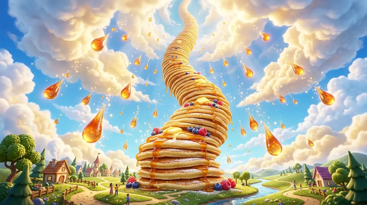 Endless buffet table with pancakes